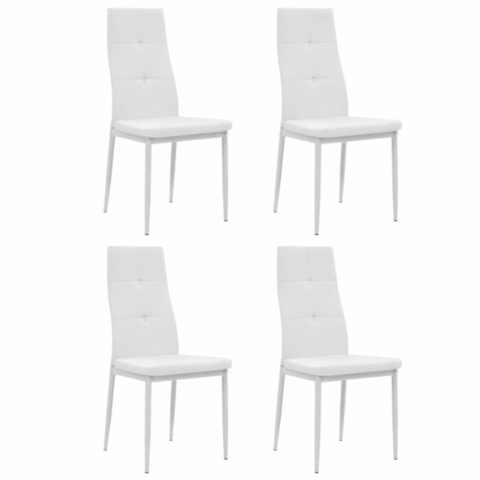 Chaises à manger lot de 4 blanc similicuir – Image 1