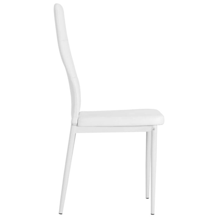 Chaises à manger lot de 4 blanc similicuir – Image 5