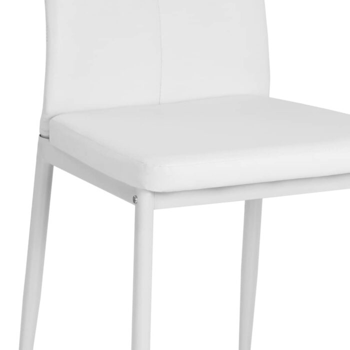 Chaises à manger lot de 4 blanc similicuir – Image 7