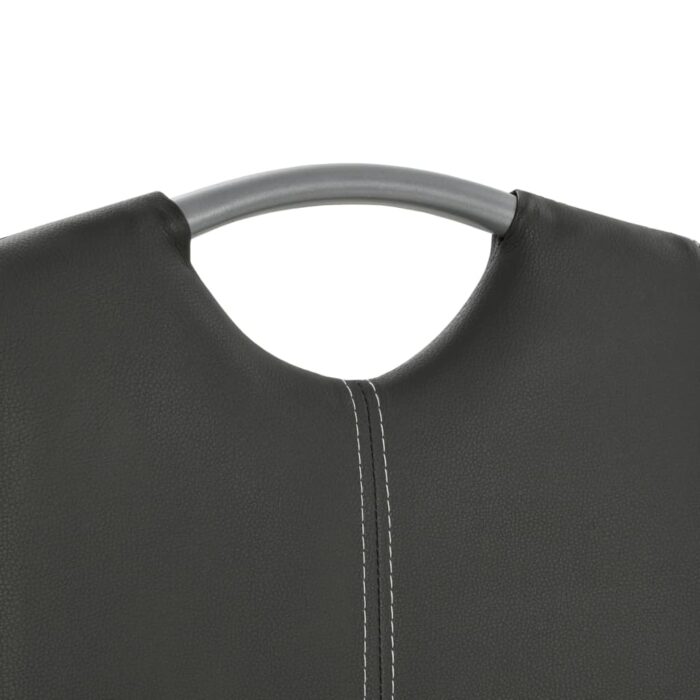 Chaises à manger cantilever lot de 4 gris similicuir – Image 6