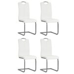 Chaises à manger cantilever lot de 4 blanc similicuir