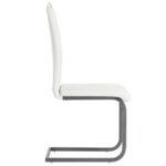 Chaises à manger cantilever lot de 4 blanc similicuir – Image 4