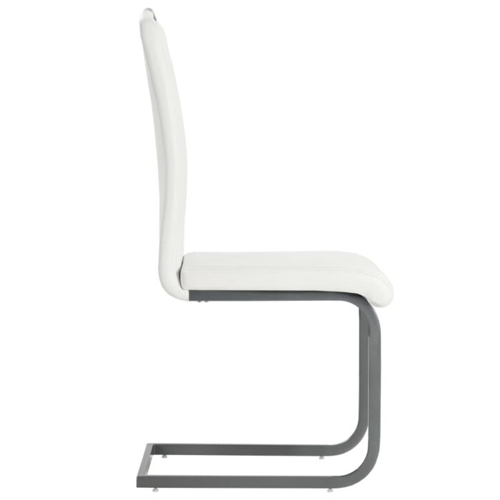 Chaises à manger cantilever lot de 4 blanc similicuir – Image 4
