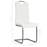Chaises à manger cantilever lot de 4 blanc similicuir – Image 7