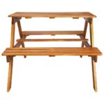 Table à pique-nique et parasol enfants 79x90x60cm Acacia solide – Image 5