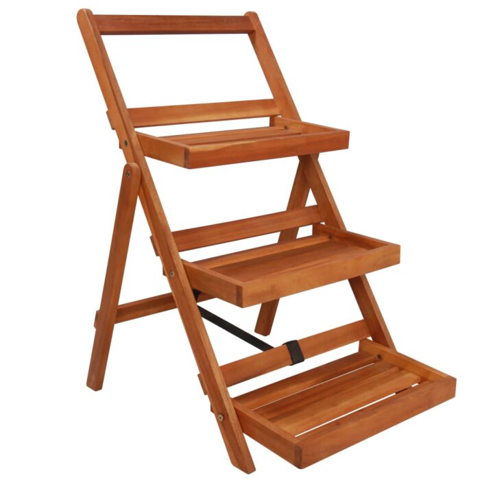 Support de jardinière à 3 niveaux 50x63x80 cm Acacia solide – Image 1