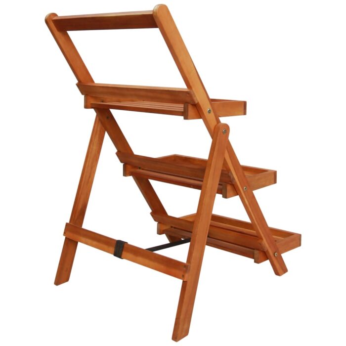 Support de jardinière à 3 niveaux 50x63x80 cm Acacia solide – Image 3