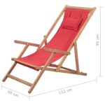 Chaise pliable de plage Tissu et cadre en bois Rouge – Image 12
