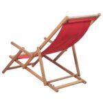 Chaise pliable de plage Tissu et cadre en bois Rouge – Image 3