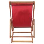 Chaise pliable de plage Tissu et cadre en bois Rouge – Image 4