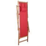 Chaise pliable de plage Tissu et cadre en bois Rouge – Image 6