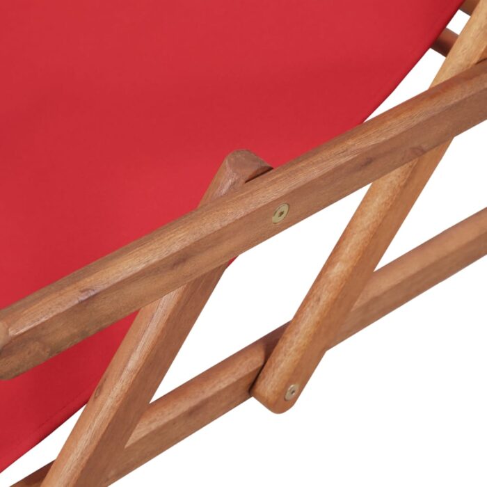 Chaise pliable de plage Tissu et cadre en bois Rouge – Image 7