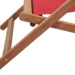 Chaise pliable de plage Tissu et cadre en bois Rouge – Image 8