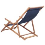Chaise pliable de plage Tissu et cadre en bois Bleu – Image 2