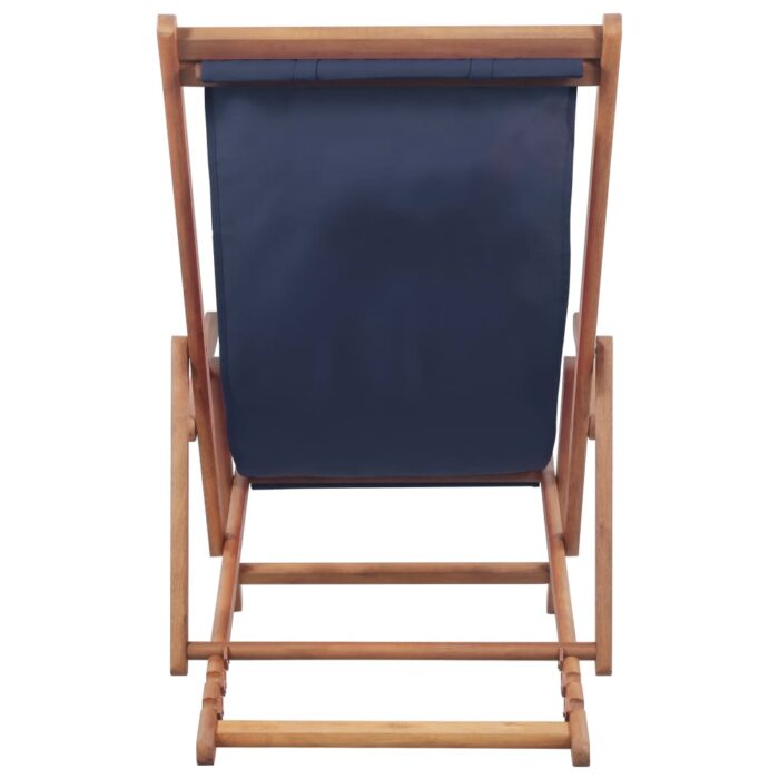Chaise pliable de plage Tissu et cadre en bois Bleu – Image 3