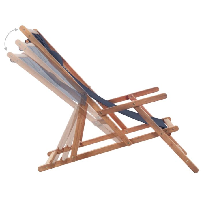 Chaise pliable de plage Tissu et cadre en bois Bleu – Image 4