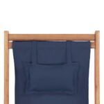 Chaise pliable de plage Tissu et cadre en bois Bleu – Image 6