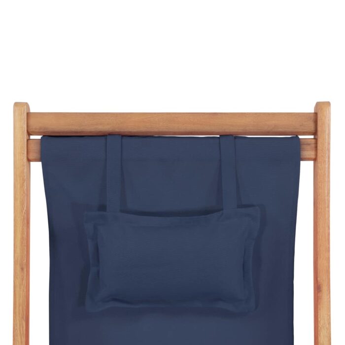 Chaise pliable de plage Tissu et cadre en bois Bleu – Image 6