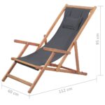 Chaise pliable de plage Tissu et cadre en bois Gris – Image 11