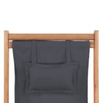 Chaise pliable de plage Tissu et cadre en bois Gris – Image 6