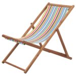 Chaise pliable de plage Tissu et cadre en bois Multicolore