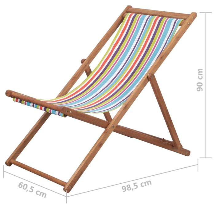 Chaise pliable de plage Tissu et cadre en bois Multicolore – Image 10