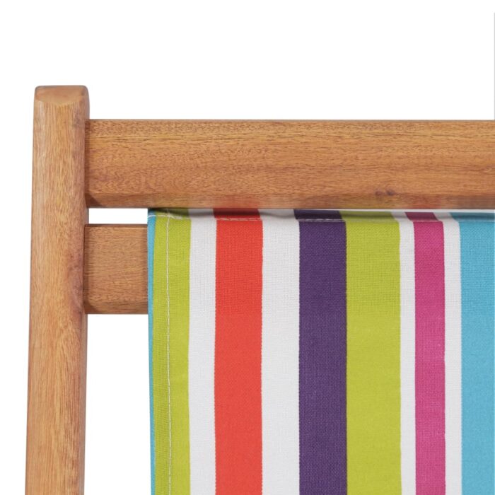 Chaise pliable de plage Tissu et cadre en bois Multicolore – Image 5