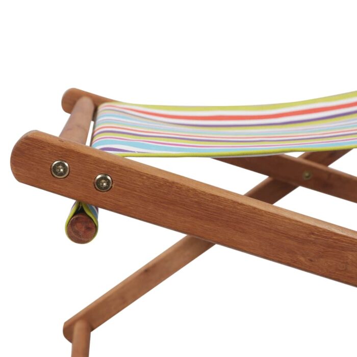 Chaise pliable de plage Tissu et cadre en bois Multicolore – Image 6
