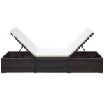 Chaise longue avec coussin Résine tressée Marron – Image 2