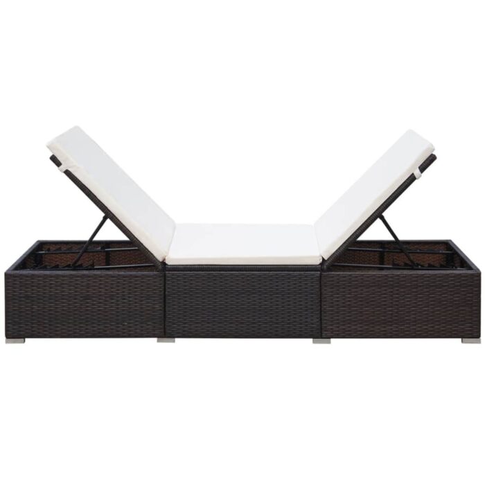 Chaise longue avec coussin Résine tressée Marron – Image 2