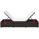 Chaise longue avec coussin Résine tressée Marron – Image 3