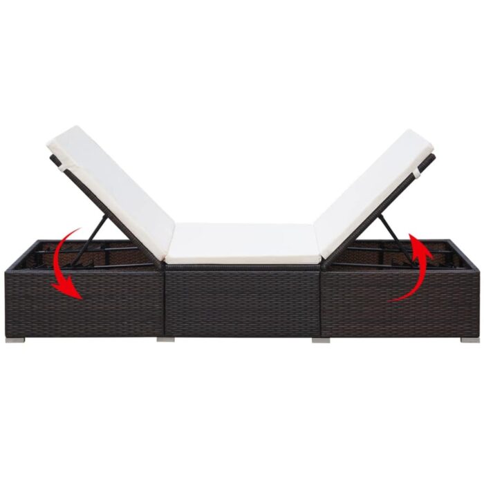 Chaise longue avec coussin Résine tressée Marron – Image 3