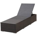 Chaise longue avec coussin Résine tressée Marron – Image 4