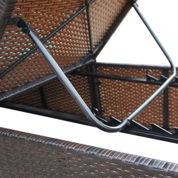 Chaise longue avec coussin Résine tressée Marron – Image 5