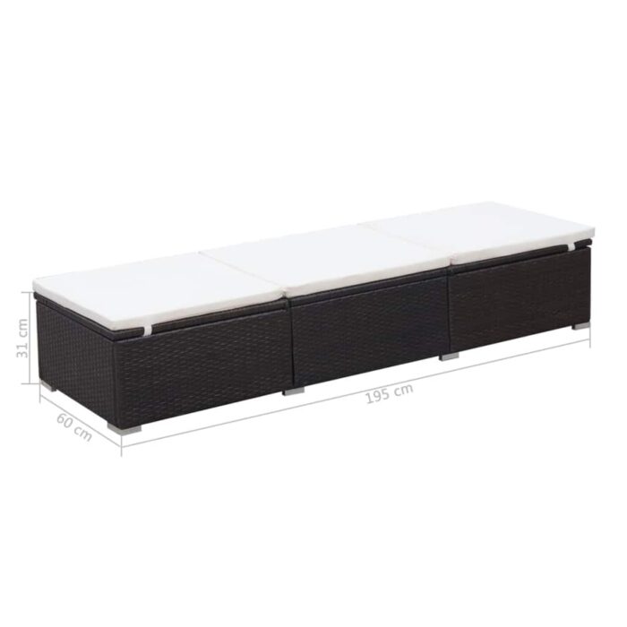 Chaise longue avec coussin Résine tressée Marron – Image 6