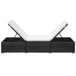 Chaise longue avec coussin Résine tressée Noir – Image 3