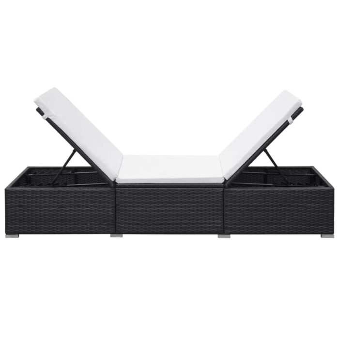 Chaise longue avec coussin Résine tressée Noir – Image 3