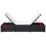 Chaise longue avec coussin Résine tressée Noir – Image 4