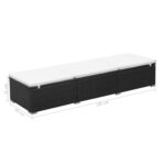 Chaise longue avec coussin Résine tressée Noir – Image 7