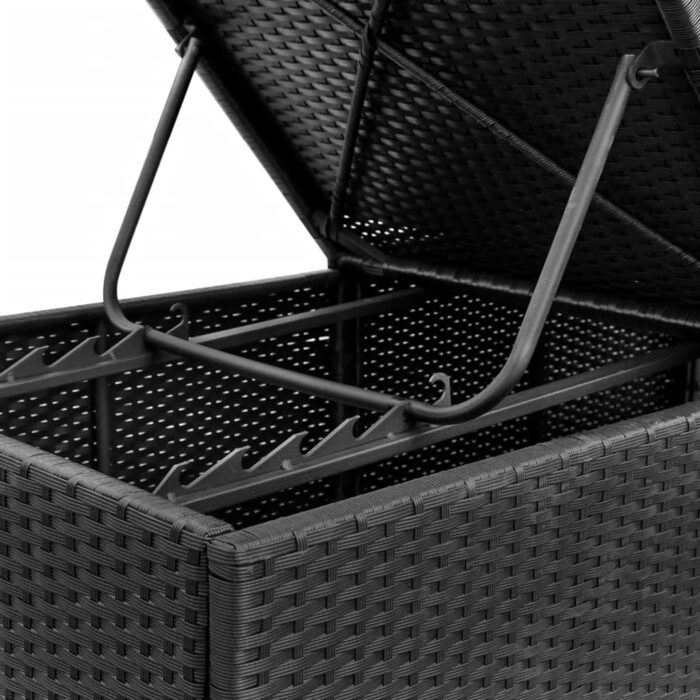 Chaise longue avec coussin Résine tressée Noir – Image 6