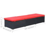Chaise longue avec coussin Résine tressée Noir – Image 7