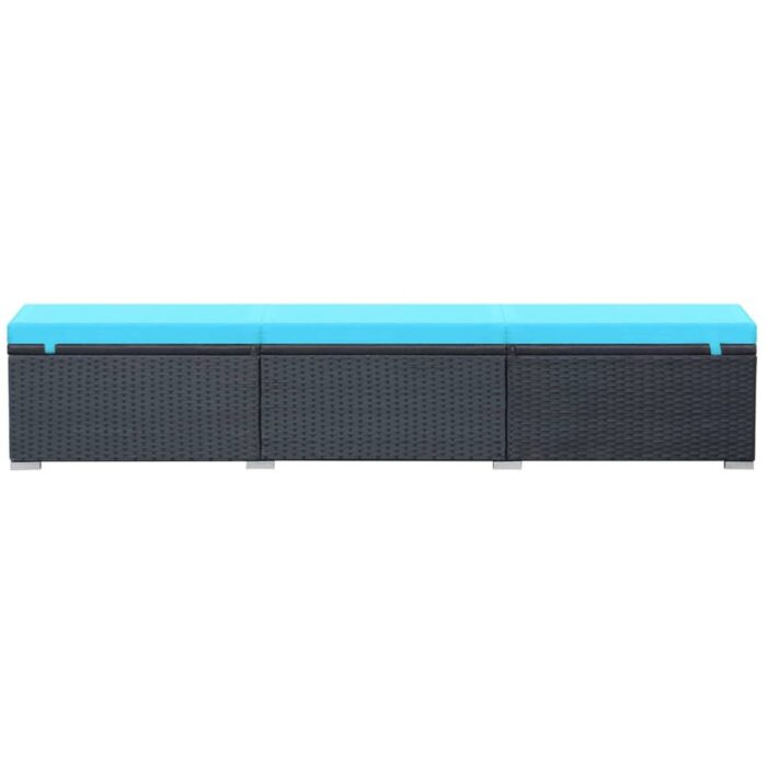 Chaise longue avec coussin Résine tressée Noir – Image 2