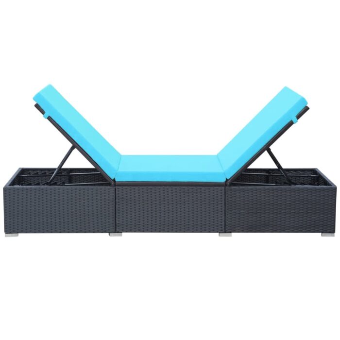 Chaise longue avec coussin Résine tressée Noir – Image 3