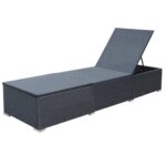 Chaise longue avec coussin Résine tressée Noir – Image 5