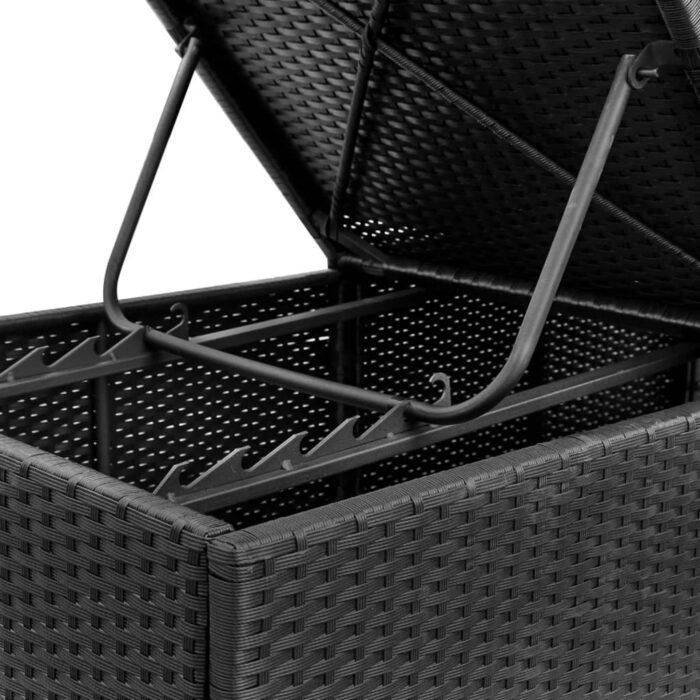 Chaise longue avec coussin Résine tressée Noir – Image 6
