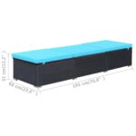 Chaise longue avec coussin Résine tressée Noir – Image 7
