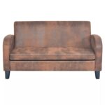 Ensemble de canapés 2 pcs Daim synthétique Marron – Image 5