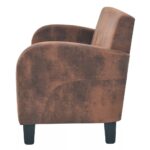 Ensemble de canapés 2 pcs Daim synthétique Marron – Image 6