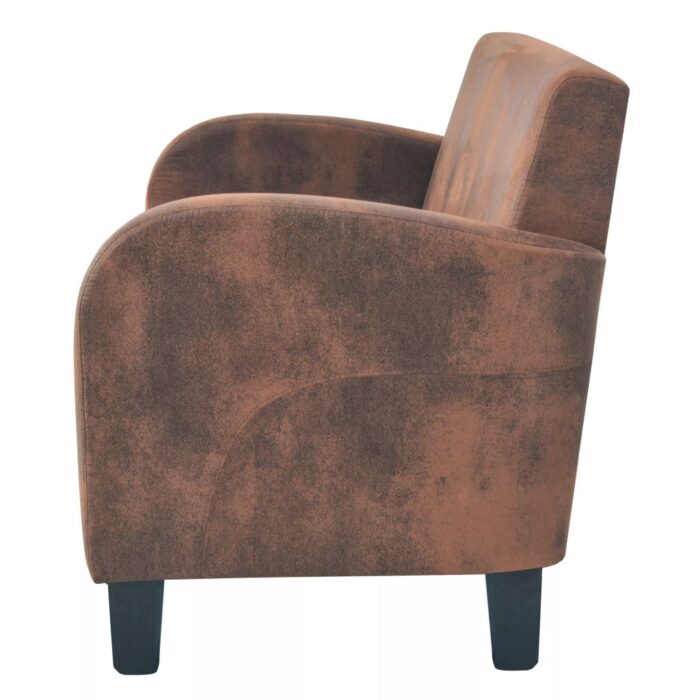 Ensemble de canapés 2 pcs Daim synthétique Marron – Image 6
