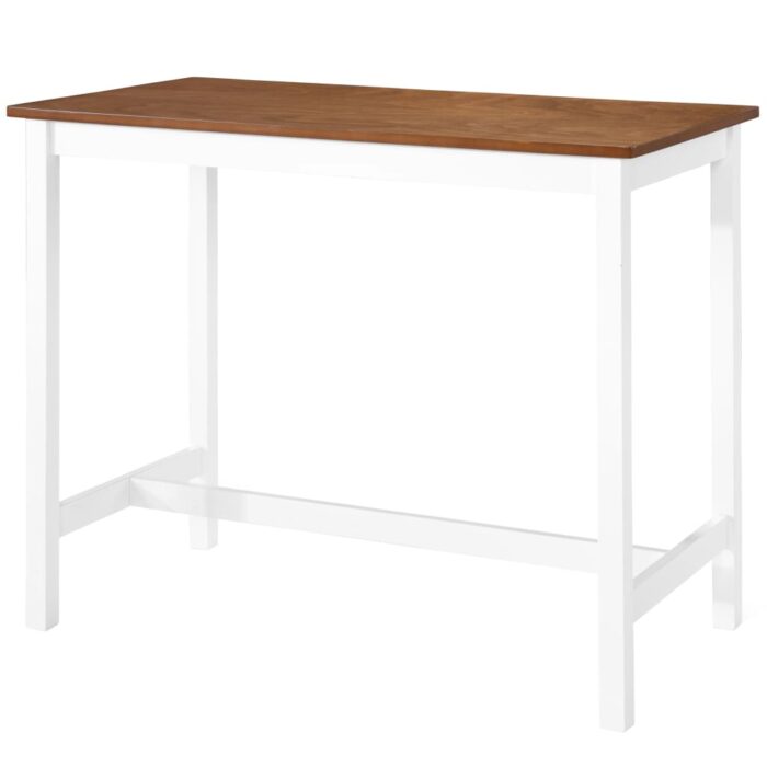 Table et chaises de bar 3 pcs Bois massif Marron et blanc – Image 2